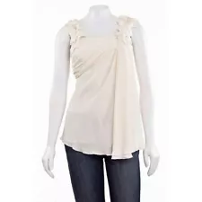 **SALE!** Robert Rodriguez White Asymmetrical 100% Silk Blouse Shirt Top size 0