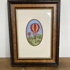 Vintage Cashs Hot Air Balloon Woven Silk Picture