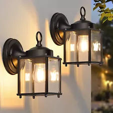 2 Pack black Exterior Wall Sconce Light Fixtures Outdoor Porch Lamp Lanterns