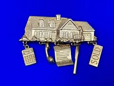 Realtors House for sale dangle charm vintage brooch by JJ Phone Contract Pen