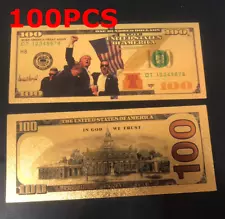 100pcs President Donald Trump Assassination $100 Dollar Bill Gold Foil Banknote