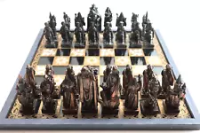 Medieval Collectors Edition Painted Chess Set with Chess Board