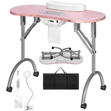 Portable Manicure Table Nail Desk Station w/LED Lamp Dust Collector Beauty Salon