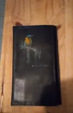 Genuine Leather Checkbook Cover Motmot Bird On Front Cover