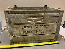 lowell's Dairy Wood & Steel Milk Crate vintage wooden box