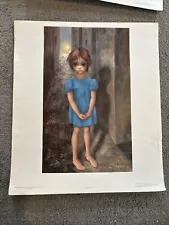 Vintage Walter Margaret Keane Lithograph Print “The First Grail” 12.5”x14.5”