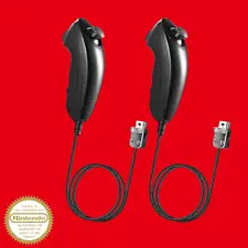 2x Official Wii Nunchuck Black Remote Nintendo Motion ð¾ Wii U OEM Controller