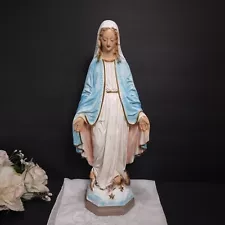 Vintage Our Lady of Grace Chalkware Statue Blessed Virgin Mary Catholic 13 7/5”