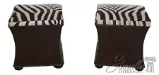 L65195EC: Pair Modern Design Zebra Print Hide Ottoman Or Stools