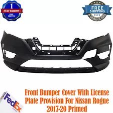 Front Bumper Cover With License Plate Provision For Nissan Rogue 2017-20 Primed