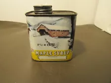 Vintage Pure Maple Syrup Leaf Graphic 1 Pint 16 Oz Tin Metal Can