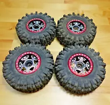 Fits Traxxas TRX4 High Trail 2.2 Inch Mud Slinger Tires Red Grey Wheels Aluminum