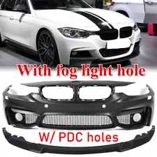 F80 M3 Style Font Bumper Cover For BMW F30 F31 W/ PDC W/ Fog Lights Hole 2012-18