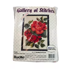 Bucilla Gallery of Stitches Roses #33425 needlepoint kit w/frame 1994