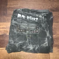 Robin’s Jean Size 38x34 Cargos Parachute Studs and Yellow Gold Crystals