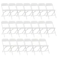 20PCS Commercial White Plastic Folding Chairs Stackable Wedding Picnic Party