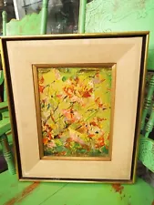 EDNAH ROOT SIGNED JUNE GARDEN MODERN ABSTRACT PAINTING OIL ON BOARD 1972