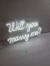 Will You Marry Me Neon Sign for Wall Decor Wedding White LED 16" x 10"