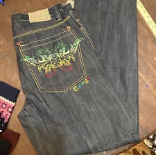 Coogi Mens Embellished Embroidered Blue Jeans 36/34 new