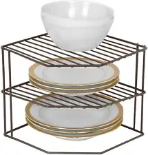 3-Tier Kitchen Corner Shelf Rack Steel Metal Wire Rust Cabinet Dishes Organizer