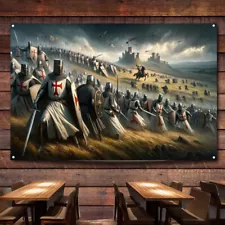 Knights Templar Tapestry Wall Art Banner & Flag Crusader Armor Warrior Posters 0