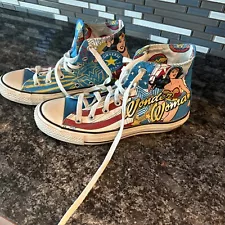 Wonder Woman Converse Shoes - Size 7 Woman’s Comic Funky Fun !!!