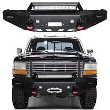 Vijay For 1992-1997 Ford F150 F250 F350 Front Bumper with LED Lights and D-Ring