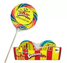 Giant 4.25 oz Carnival Lollipops Multi Swirl Colors 12 Count Display Box Circus