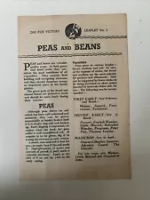 WWII Home Front Dig For Victory Leaflet No 4 Peas And Beans …..