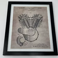 Framed/Matted 8x10 Photo 1919 Harley Davidson Motorcycle Patent Art Print