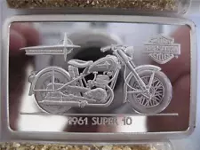 1.4-OZ.999 SILVER RARE1961 SUPER 10 2ND EDITION ANNIV BAR HARLEY DAVIDSON+GOLD