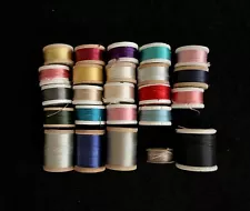 24 Spools Vintage Buttonhole Twist Thread, Mostly Silk