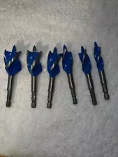 Auger Drill Bit Set for Wood, ‎1/2", 5/8", 3/4", 7/8", 1" and 1-1/8" Inch 6PC