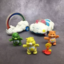 Vintage 1980s Care Bears Cloud Car and Rainbow Roller With 3 Figures -Read Descr