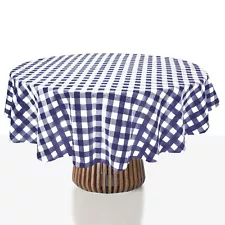 Checkered Tablecloth Round 60 inch 100% Cotton - Washable Gingham Table Cover...