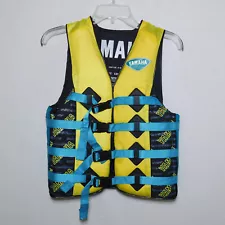 Vtg YAMAHA Wave Runner Water Ski Vest Yellow/Blue 606M Adult Small Chest 32-36"