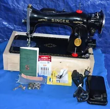 SINGER 15-91 SEWING MACHINE GEAR DRIVE SEW HEAVY MATERIAL SERVICED DEC 19, 1949