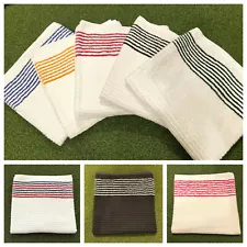 Large 22" x 44" Golf Tour Caddy Towel - White w/ Blue, Black, Red, Green Stripe