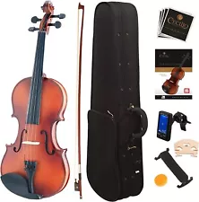 Mendini By Cecilio Violin For Kids & Adults, Varnish, 4/4 MV300 Satin Antique-