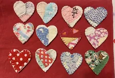 Antique old vintage cutter quilt hearts set of 12