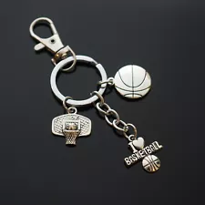 I Love Basketball Key Chain Clip Ball Charms Keychain Coach Player Gift