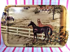 Charming Mid Century RexLite X-Large Fiberglass Horse Farm Design Serving Tray