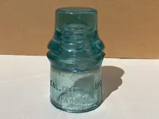 RARE CD 130 California Electric Works AQUA PATENT 1877 GLASS INSULATOR