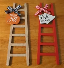 Mini Apple Orchard & Fall Pumpkin Ladder Signs Halloween Thanksgiving Home Decor