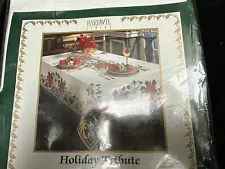 Vintage Tablecloth - Holiday Tribute / Christmas - OVAL - BRAND NEW IN PACKAGE