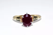 $5,000 1.80CT GGT CERT ESTATE NATURAL BURMA RUBY & ENAMEL 16K & PLAT. RING