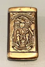 Antique Vintage Red Man Friendship Brass Vesta Match Safe Case Holder Snuff Box