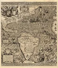 1562 New World - North & South America Exploration Map Art Print - 16x20