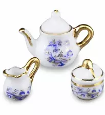 Tea Pot Set 1.364/5 Reutter Blue Onion Dollhouse Miniature