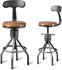 Set of 2 Vintage Bar Stool- Industrial Swivel Kitchen Dining Chair